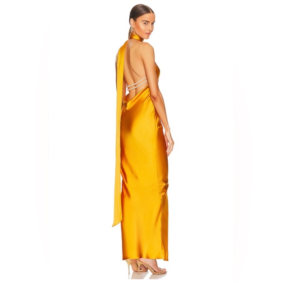 khanums Dresses & Skirts - Khanums x REVOLVE Kara Pearl Trim Maxi Dress in Yellow